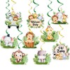 Wild One Birthday Decorations Hanging Swirls,Safari Animal Hanging Swirls for Boys Girls,Jungle Safari Theme Birthday Foil Swirls Party Supplies,Safari Animal First Bday Ceiling Sign Decor