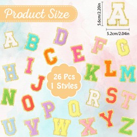 26 PCS Chenille Letters Iron on Patches, CCOZN Colorful Chenille Alphabet Embroidered Patches Sew On Embroidered Applique DIY Accessory for Clothing Hats Jackets Backpack Pants (Colorful), Q-023