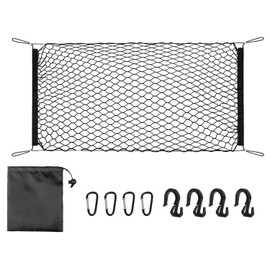 Envelope Style Cargo Net for 2018-2025 2025 Chevy Traverse Heavy Duty Nylon Mesh Storage Netting Traverse Accessories, Elastic Rear Trunk Mesh Cargo Net with Metal Hooks & Storage Bag
