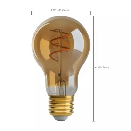 Satco 4W =25W Dimmable A19 LED Filament Vintage Nostalgic Amber Medium E26 Base Bulb