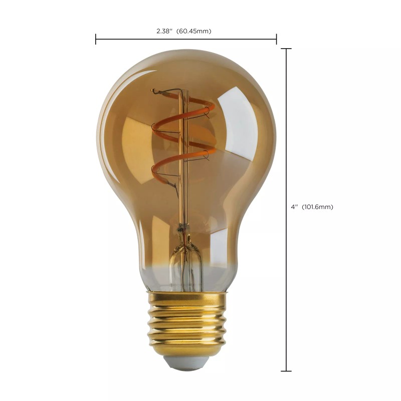 Satco 4W =25W Dimmable A19 LED Filament Vintage Nostalgic Amber