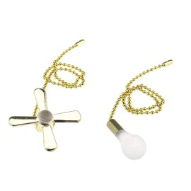 YINETTECH 2pcs Metal Beaded Pull Chain Ball 30CM Chain Extension with Mini Fan Bulb Pendant For Ceiling Fans Lights Gold