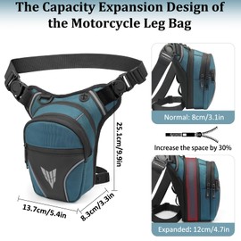 YERUUE Leg Bag Motorcycle Waterproof for Men Women Motorcycle Bag Leg with Reflective, Removable Adjustable Leg Strap, Sports Thigh Bag for Hiking Climbing, Sea blue, western