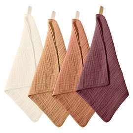 Qianyu 4 Stück Weiche Waschlappen Gesichtstücher Make-up-Entferner-Tücher Saugfähige Musselin-Waschlappen Atmungsaktive Gesichtstücher für die Hautpflege Tägliche Reinigung Reisen Frauen Männer