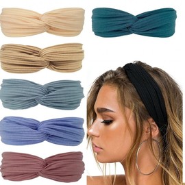 Women's Sports Yoga Cross Elastic Solid Color Knitted Headband Free Size/Turmeric 15ea