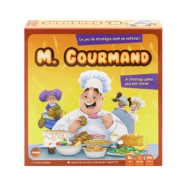 M. Gourmand board game, Kids 6 and up, 2-4 players, 15 minutes, easy to learn, designed in Quebec, English and French