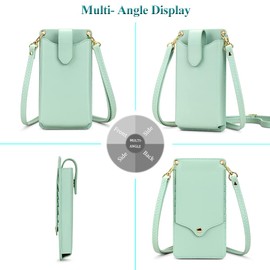 Peacocktion Small Crossbody Cell Phone Purse for Women, Lightweight Mini Shoulder Bag Wallet with Credit Card Slots (Green)