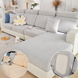 Yoovat Magic Sofa Covers Magic Sofa Couch Covers 2024 New Wear-Resistant Universal Sofa Cover Stretch for Sectional Slipcovers (Texture-Light Gray,Large Single Seat Cover)