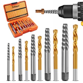 ROGAPER Screw Extractor and Left Hand Drill Bits Set, Bolt Remover Reverse Cobalt HSS Steel Drill Bit for Rounded-Off, Damaged Bolts, Screws&Studs Removal Tool