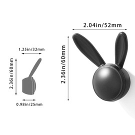 Kcmwsy 3 Pack Wall Hooks for Hanging,Rabbit Shape Metal Heavy Duty Hook Bathroom Decor Coat Towel Hook for Hanging Bag Backpack,Hat,Key,Scarf,etc Utility Hooks (Matte Dark Grey, Small Size)