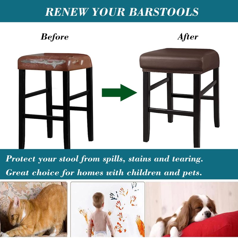 HFCNMY Stool Covers Rectangle, Stretch Waterproof PU Rectangle Bar Stool