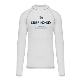 UPF50 Sun Protection Men's Long-Sleeved Shirt Surf Monkey Recycled Fabric, White