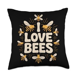 I Love Bees Enthusiast Honey Nature Throw Pillow