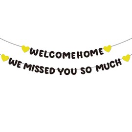 Welcome Home Banner and We Missed You So Much Banner for Homecoming Welcome Back Decorations Military Army Return Party Decorations(Pre-Strung)