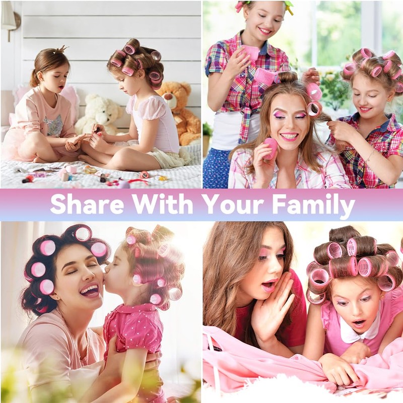 JOLCEEY 50pcs Hair Rollers with Clips, Jumbo Large Medium Small