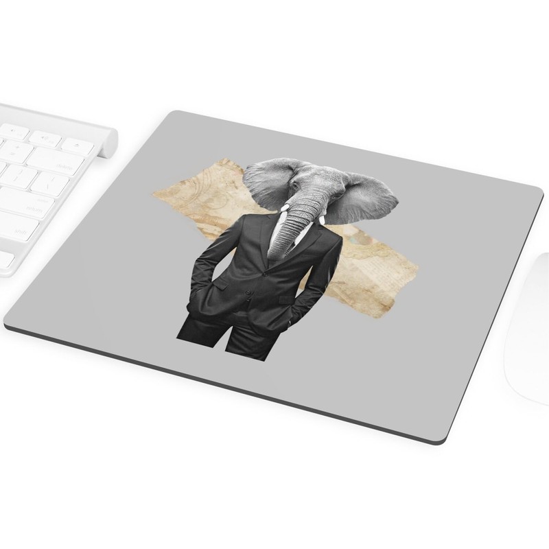 Mauspad, grau, Motiv: Elefant, Wall Street Collage Art, Surrealismus, Business,