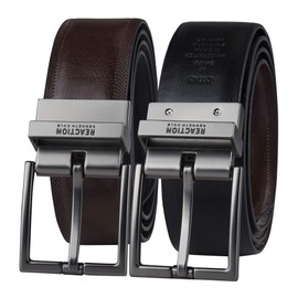 Kenneth Cole REACTION Men's Two-in-one Reversible Belt, Brown/Black Herringbone, Small (30-32)