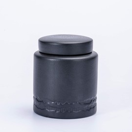 Zurucily Tea Canister for Loose Tea with Airtight Lid, Kitchen Storage Containers, Ceramic Food Storage Jar, Ceramic Coffee Canister (Black)