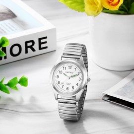 JewelryWe Men's Watch Analogue Quartz Partner Friendship Watch Elastic Metal Strap Ultra Thin Men's Watch with Illuminating Hands Gift for Men Silver, silver, Bracelet