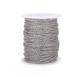 LEMLIT Chain for Jewellery Making - Stainless Steel 32.8FT 2mm Twisted Links Cross Cable Chains Silver Plated with Spool for Pendant Necklace Jewelry Making