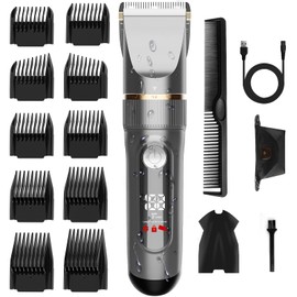Hair Clipper (2025 New Release, USB Rechargeable), Men's Electric Hair Cutter, Self-Sharpening, Professional Specifications, 0.03 - 1.0 inches (0.8 - 26 mm), LED Display, 2-Stage Mode, Full Body