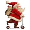 Vintage Scooter Santa Double-Sided Window Cling Sticker - Christmas Window