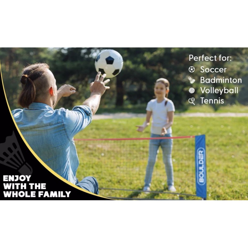 Boulder Badminton Pickleball Net - Height Adjustable Portable Net 10Ft