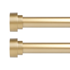 2Pack Gold Curtain Rods for Windows 28 to 48 Inch(2.3-4ft),1” Diameter Heavy Duty Curtain Rods,Adjustable Curtain Rod,Modern Decorative Drapery Rods,Telescoping Window Curtains Rod 18-45",Brass Gold
