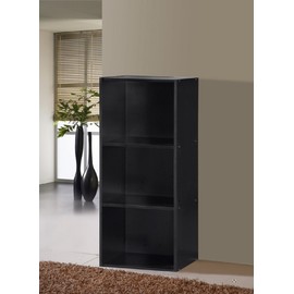 Hodedah Import 3 Shelf Bookcase, Black