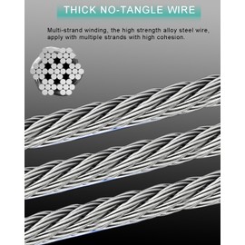 66FT Self Retracting Lifeline RTOVZON Fall Arrest Fall Protection Steel Wire Rope Heavy Duty Retractable Lanyard, Roofing Lifeline, SRL, Safety Lanyard