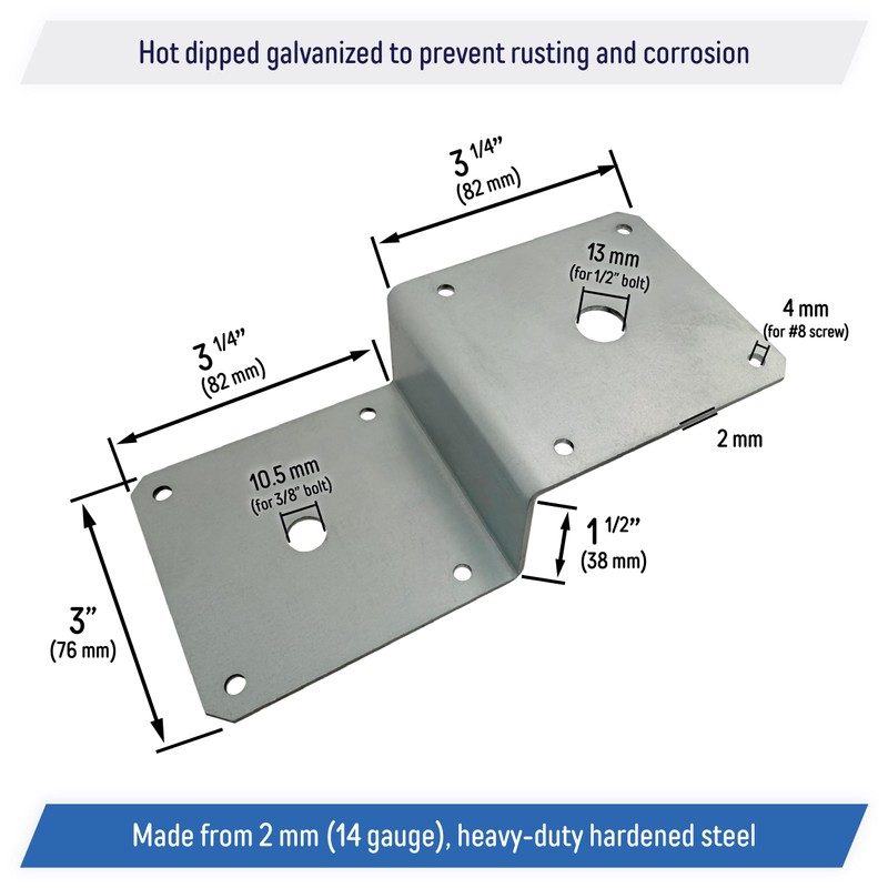 Galvanized Deck Joist Tie Plate, Z Bracket for 2x4 Cross