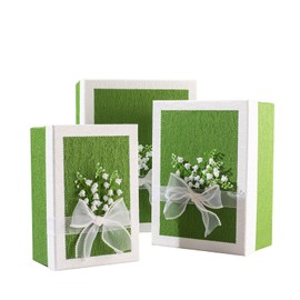 Large Green Gift Box Set of 3, Rectangle Gift Boxes with Orgaza Ribbon Bow, Lovely Design for Christmas, Valentines, and Empty Extra Large Gift Box NeedsOutside Size 29.5cm(L) x 22.5cm(W) x 13cm(D)