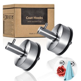 YOHOM Suction Cup Hooks for Shower Wall Bathrooms Towels Hook for Glass Door Heavy Duty (Silver, 2 PCS)