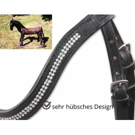 AMKA Bridle with Reins for Wooden Horses Toy Bridle with Sparkling Rhinestones