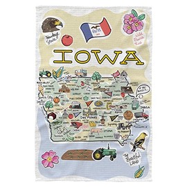 Fish Kiss® 16"x24" Iowa Map Dish Towel is of 100% Microfiber Waffle Weave Making it Super Absorbent, Soft & Machine Washable - Map Kitchen Towel,Map Dish Cloth is Multi Purpose