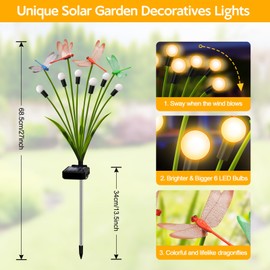 4 Pack Dragonfly Solar Garden Lights Outdoor, 24 LEDs Solar Firefly Lights