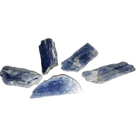 5pc Set Blue Kyanite Blades with Mica Small Natural Crystal Healing Gemstone Specimens from Brazil for Jewelry or Wire Wrapping