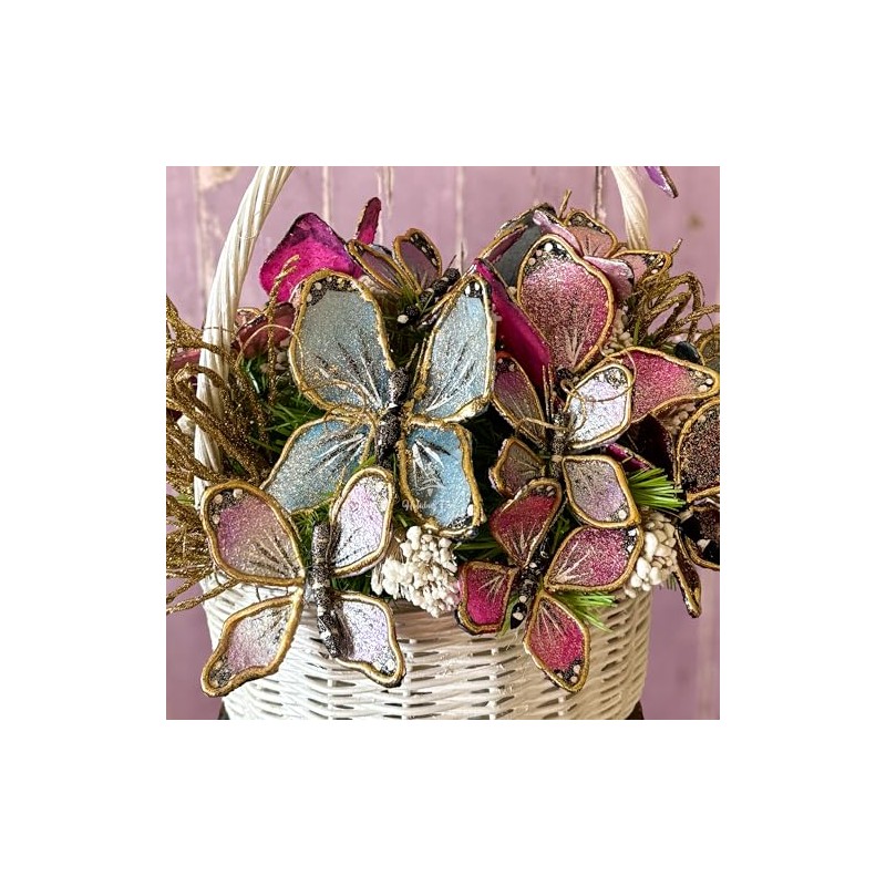 Holiday Tree Easter Capiz Butterfly Basket Arrangement – Elegant Centerpiece