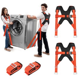 Ytonet Moving Straps, Lifting Straps for Move Furniture, 2-Person Shoulder Lifting and Moving System with Back Support for Appliances, Mattresses, Heavy Objects up to 800lbs, Round Sling, Orange