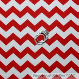 Signature BonEful Fabric FQ Cotton Quilt Red White Chevron Stripe Xmas NCSU School Holiday