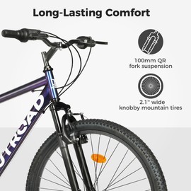 MarKnig Hardtail Mountian Bikes with 21 Speeds Drivetrain for Adult/Youth, 26 Inch Mens Womens MTB with Widened Carbon Steel Frame, Front Suspension, Commuting Bikes with V Brakes (X5 Blue&Purple)