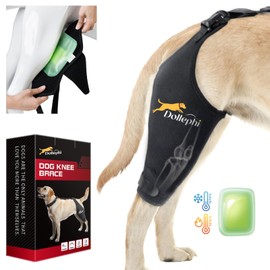 Dollephi Dog Knee Brace for Torn ACL Hind Leg, Hot/Cold Compress for Patella Dislocation or Osteoarthritis, Cruciate Ligament Injuries, for Medium & Large Dogs(Right Leg,XL)