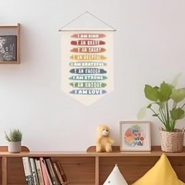Kids Canvas Flag Pennant Playroom Sign Decor Inspirational Wall Hanging Banner Boho Wall Decor Classroom Wall Art Banner Gift for Kids Room Bedroom Nursery Toddlers Daycare School Decor
