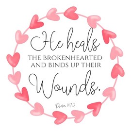 Fabric Panel 8"x8" Psalm 147:3 Bible Verse Faith 100% Cotton Quilting Sewing Block DI202