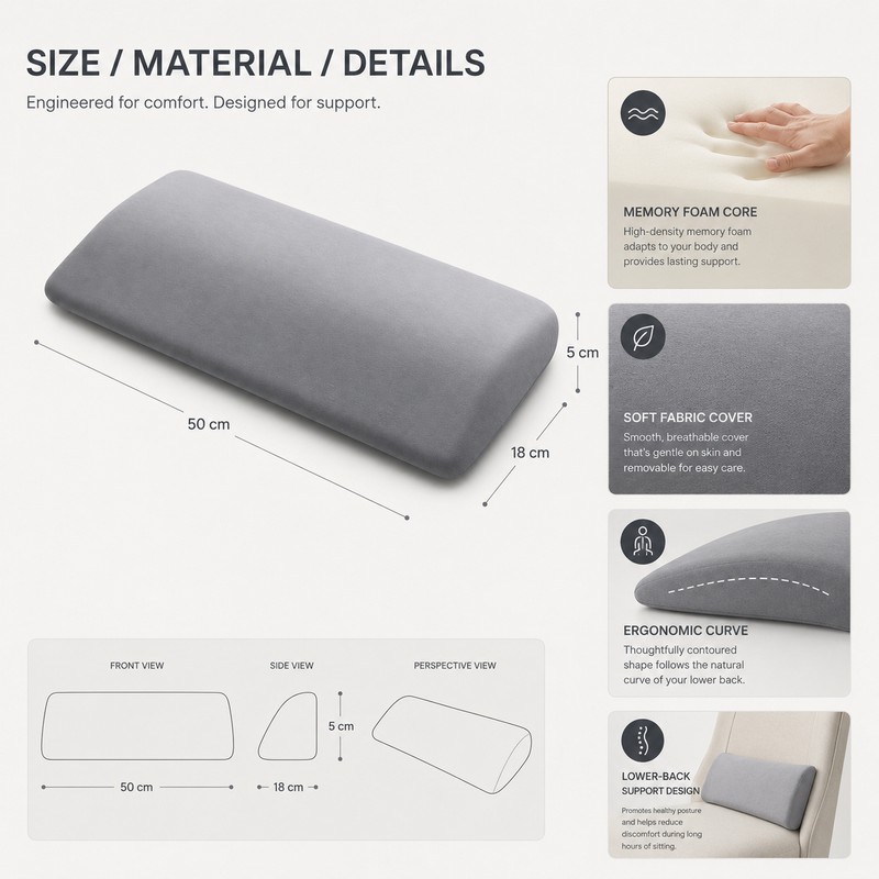 Lumbar Support Pillow for Sleeping – Contoured Lower Back Cushion