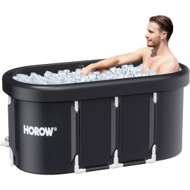 HOROW Ice Bath Tub for Athletes with Cover 10 Gal Cold Plunge Tub for Recovery - 44.1"L x 26.77"W x 21.26"H