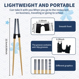 7PCS Training Chopsticks for Adults & Kids - Chopsticks for Beginners Learning Set | Japanese Style Wooden Training Chopstick, Reusable & Dishwasher Safe (8.86 Inch)​