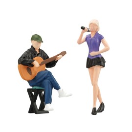 kivcmds Painted Figure 1:64 Scale Mini Model Trains Architectural Plastic People Figures Street Guitar Singer Combo Figure Model，for Miniature Scenes（Orchestra）