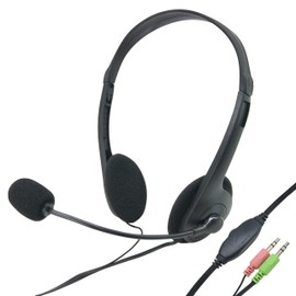 Waytex 69132 Wired Headphones with 3.5 mm Jack Plug for Computer with Adjustable Volume on Cable - Black