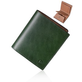 Men's Bi-Fold Tochigi Leather, Box-Shaped Coin Purse, Soft, Compact Wallet, Genuine Leather, Perfect as a Gift, Clean